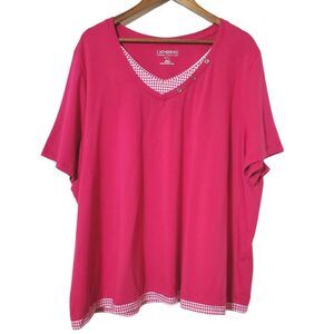 Catherines Suprema Collection Pink Top 3XWP Short Sleeve Shirt Stretchy
